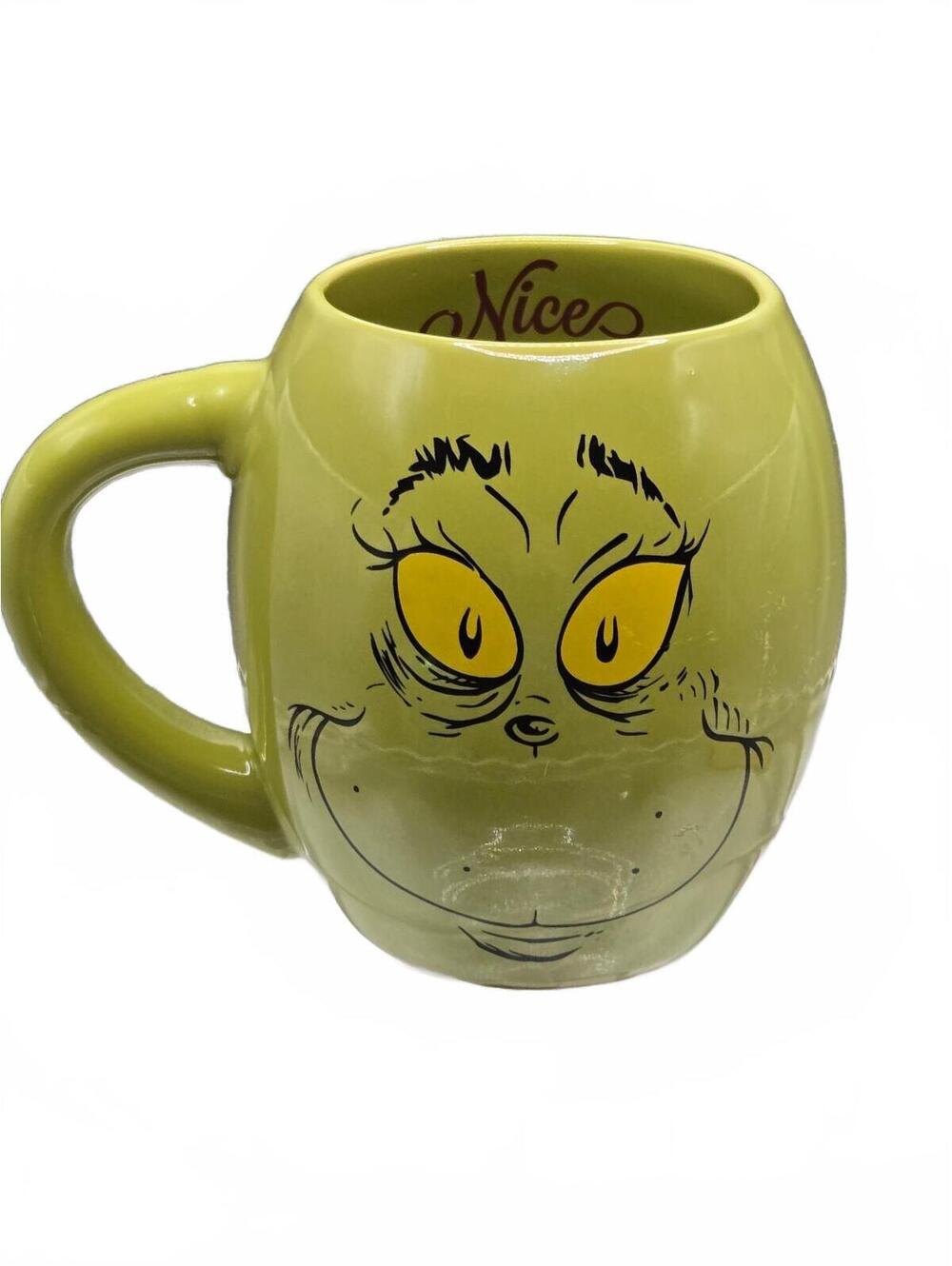 Grinch Mug Cup 18 Oz Naughty Nice Green Ceramic Dr Suess 2022